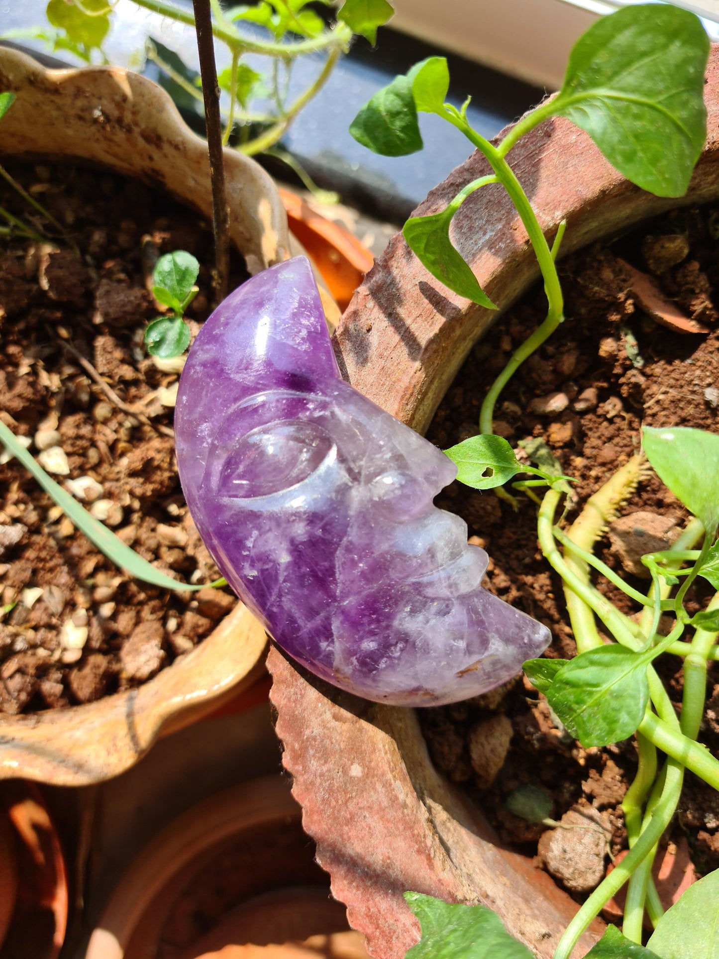 Amethyst Carved Sun and Moon Set - Atyahara Rocks and Minerals