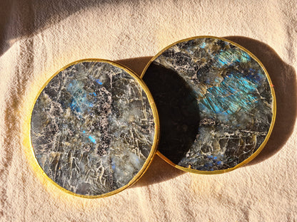 Labradorite Electroplated Coasters - Atyahara Rocks and Minerals