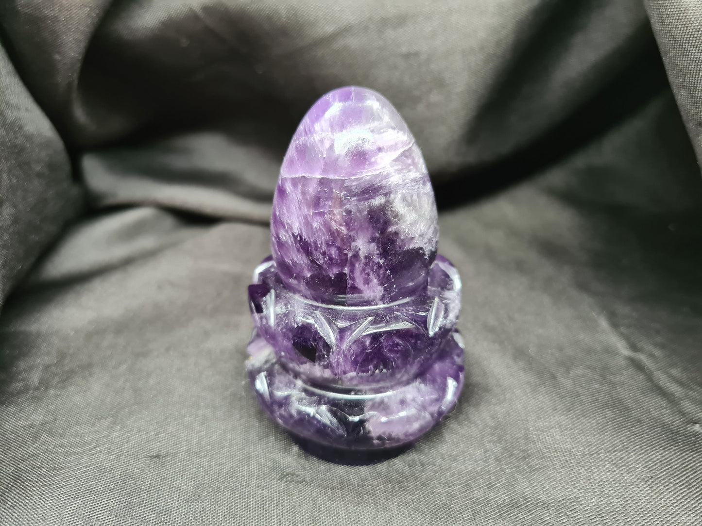 Amethyst Shiva Lingam on Double Lotus Flower - Atyahara Rocks and Minerals