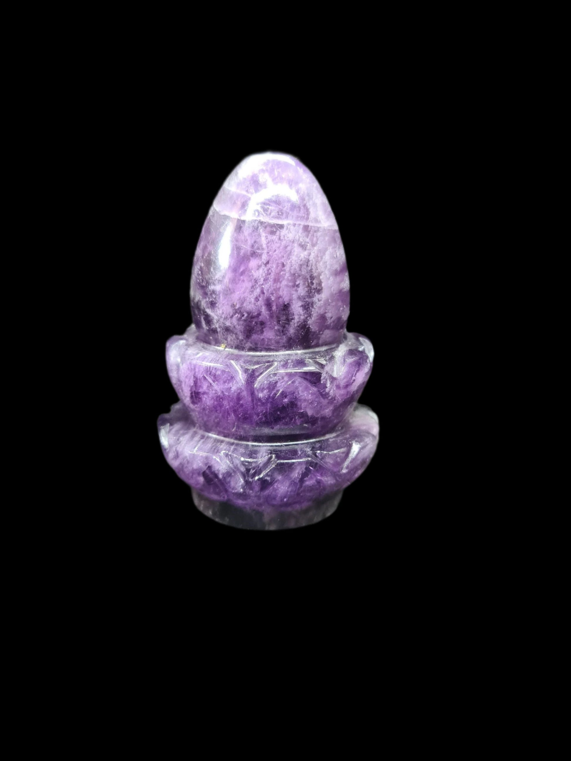 Amethyst Shiva Lingam on Double Lotus Flower - Atyahara Rocks and Minerals