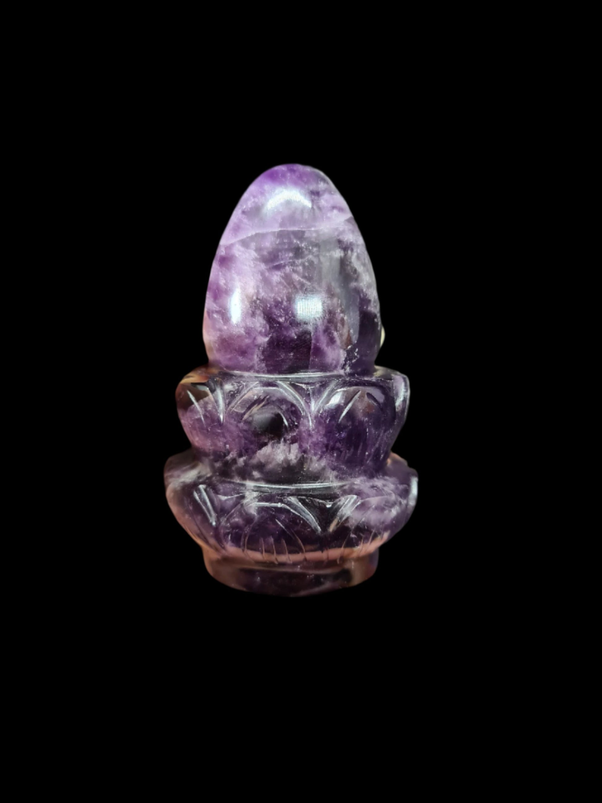 Amethyst Shiva Lingam on Double Lotus Flower - Atyahara Rocks and Minerals