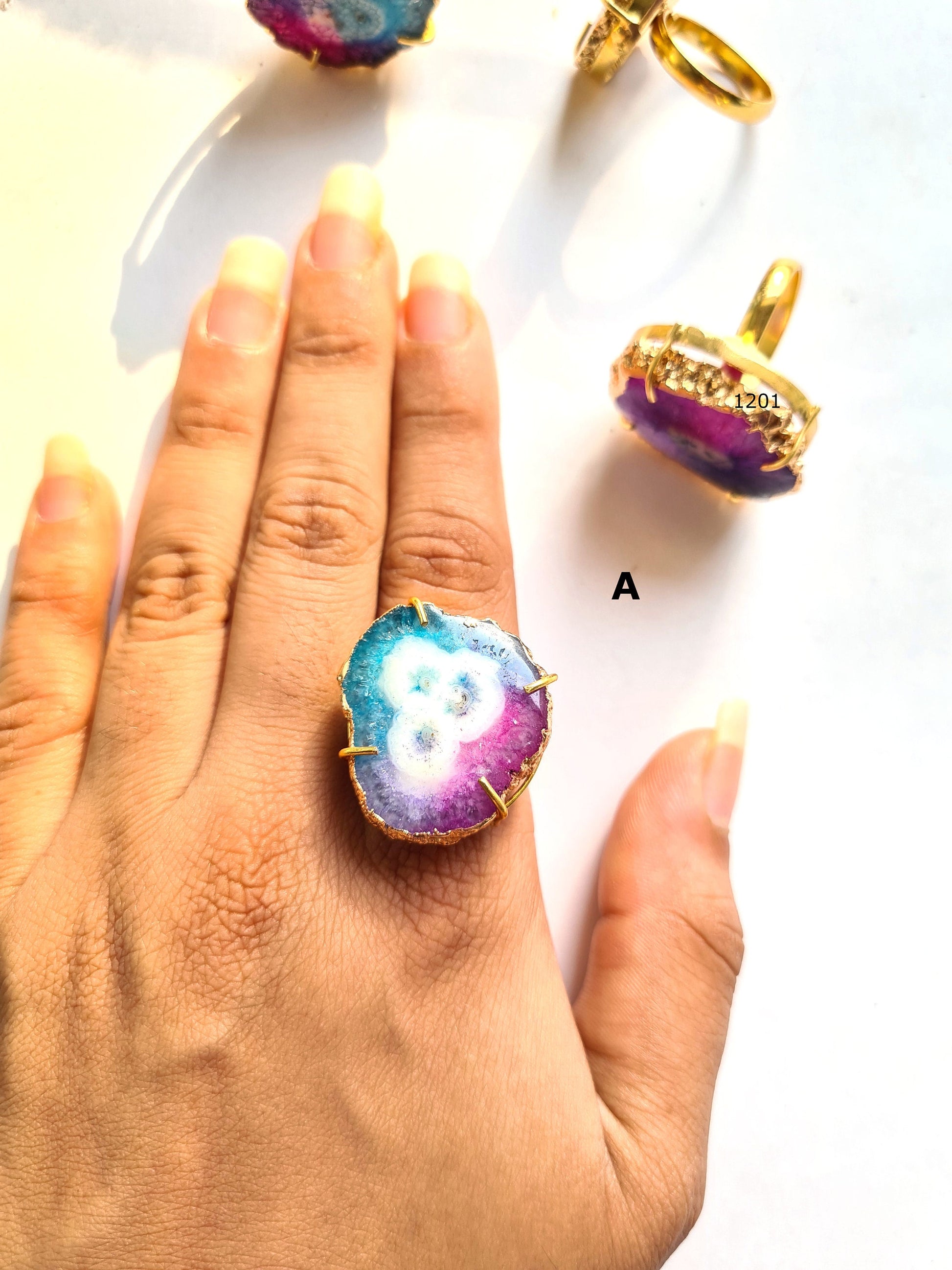 Purple Agate Druzy Cocktail Ring - Atyahara Rocks and Minerals