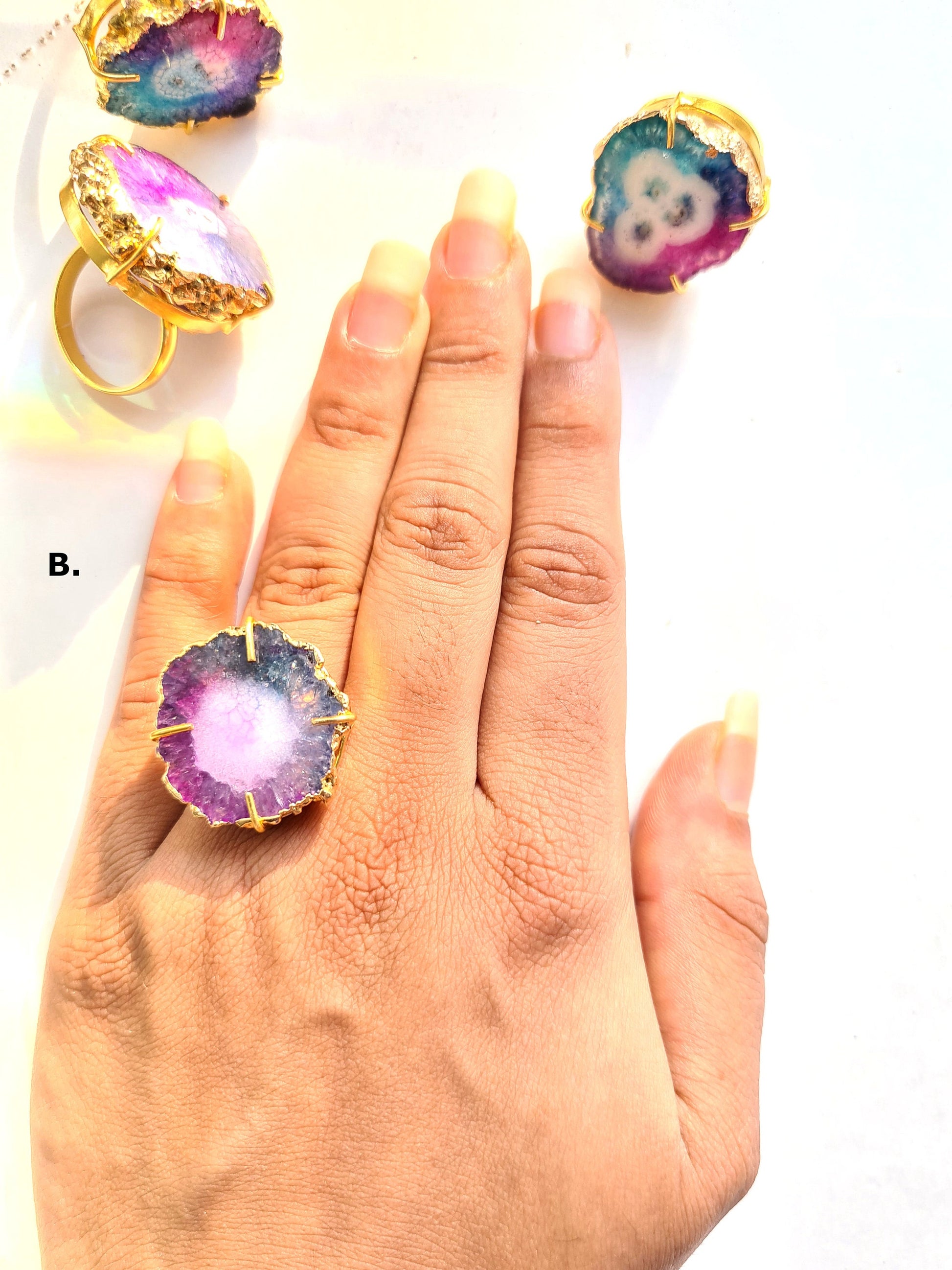 Purple Agate Druzy Cocktail Ring - Atyahara Rocks and Minerals