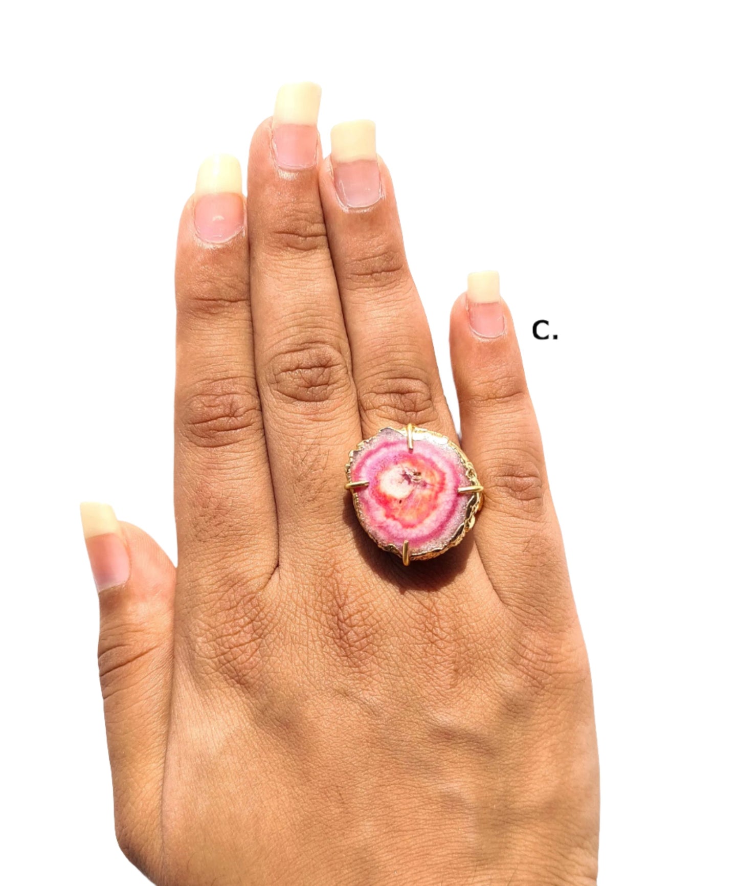 Baby Pink Agate Druzy Cocktail Ring - Atyahara Rocks and Minerals