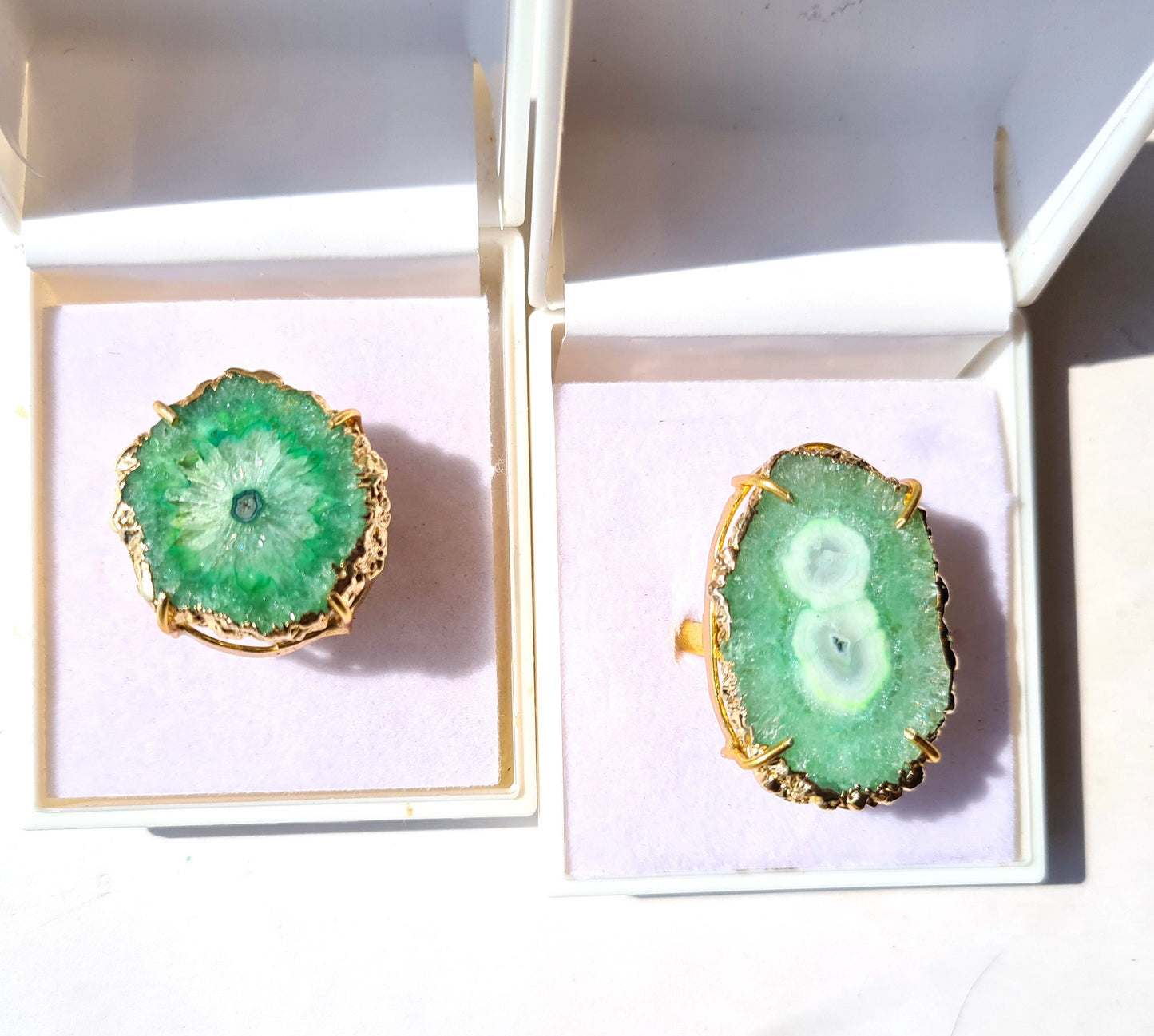 Light Green Agate Druzy Cocktail Ring - Atyahara Rocks and Minerals