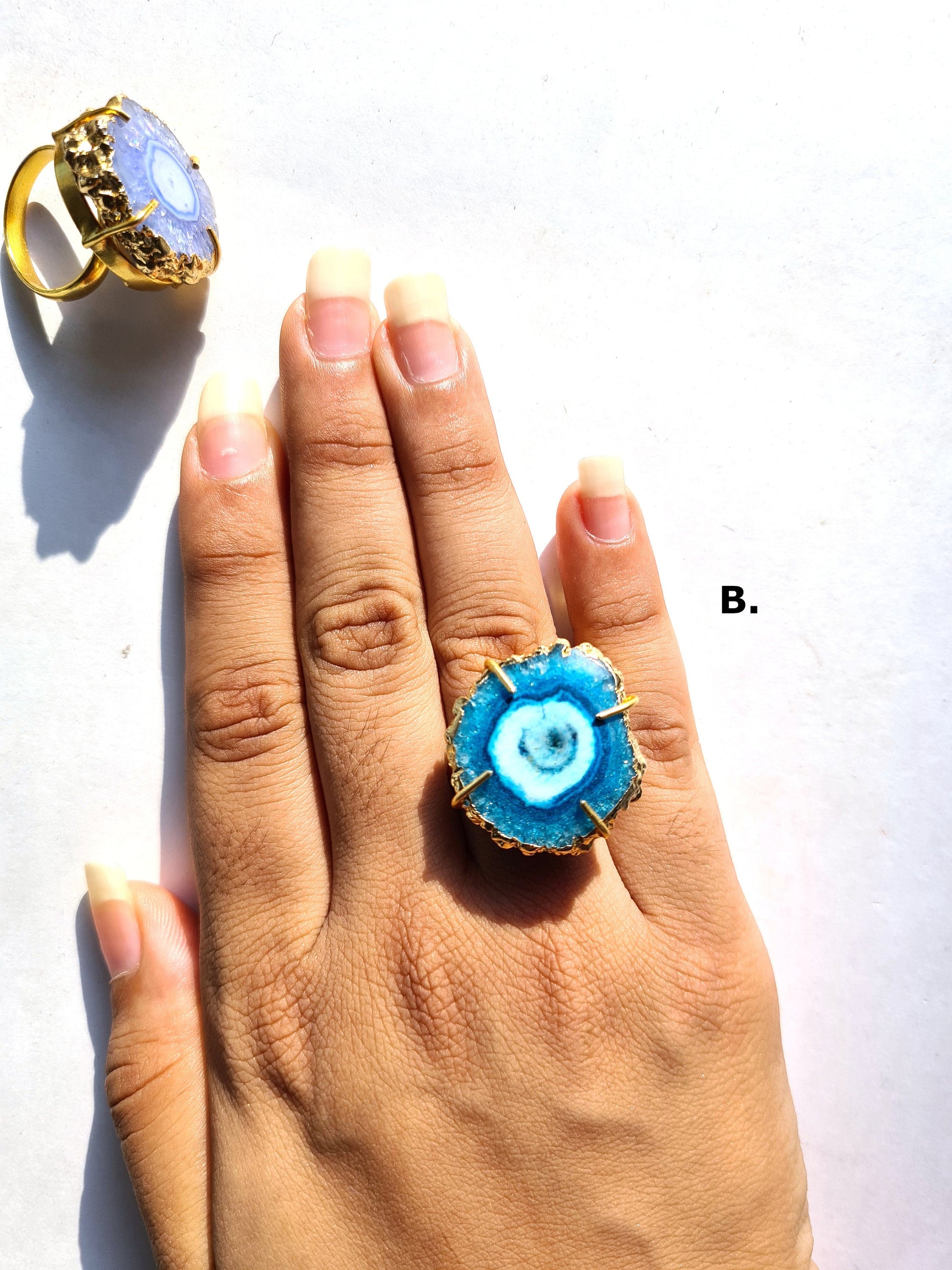 Blue Agate Druzy Cocktail Ring - Atyahara Rocks and Minerals