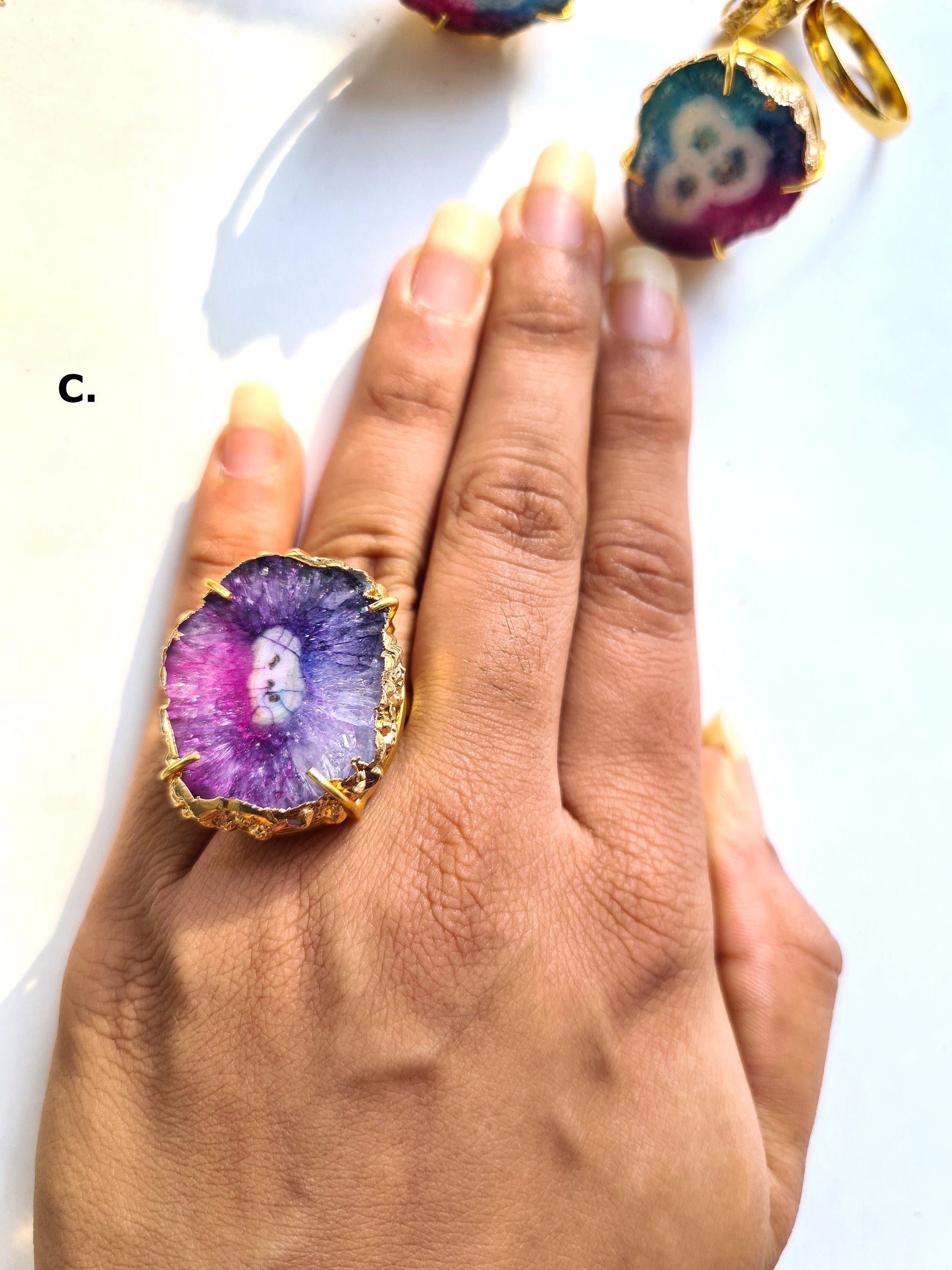 Purple Agate Druzy Cocktail Ring - Atyahara Rocks and Minerals