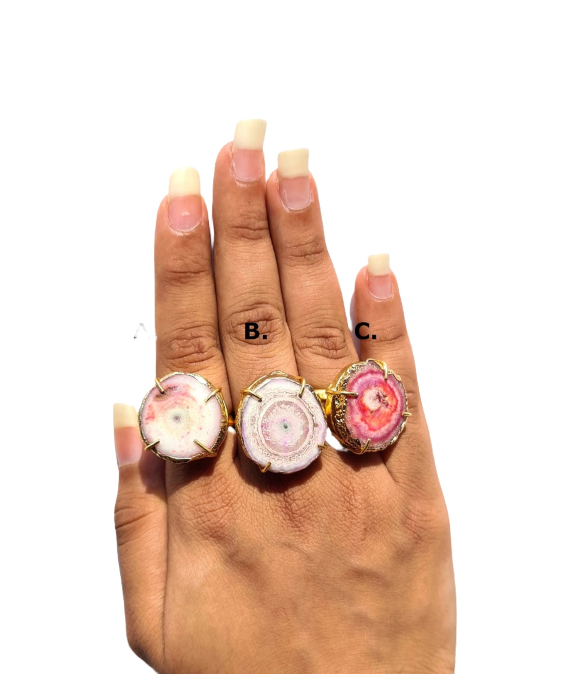 Baby Pink Agate Druzy Cocktail Ring - Atyahara Rocks and Minerals