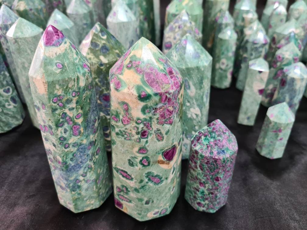 Ruby Fuchsite Towers - Atyahara Rocks and Minerals