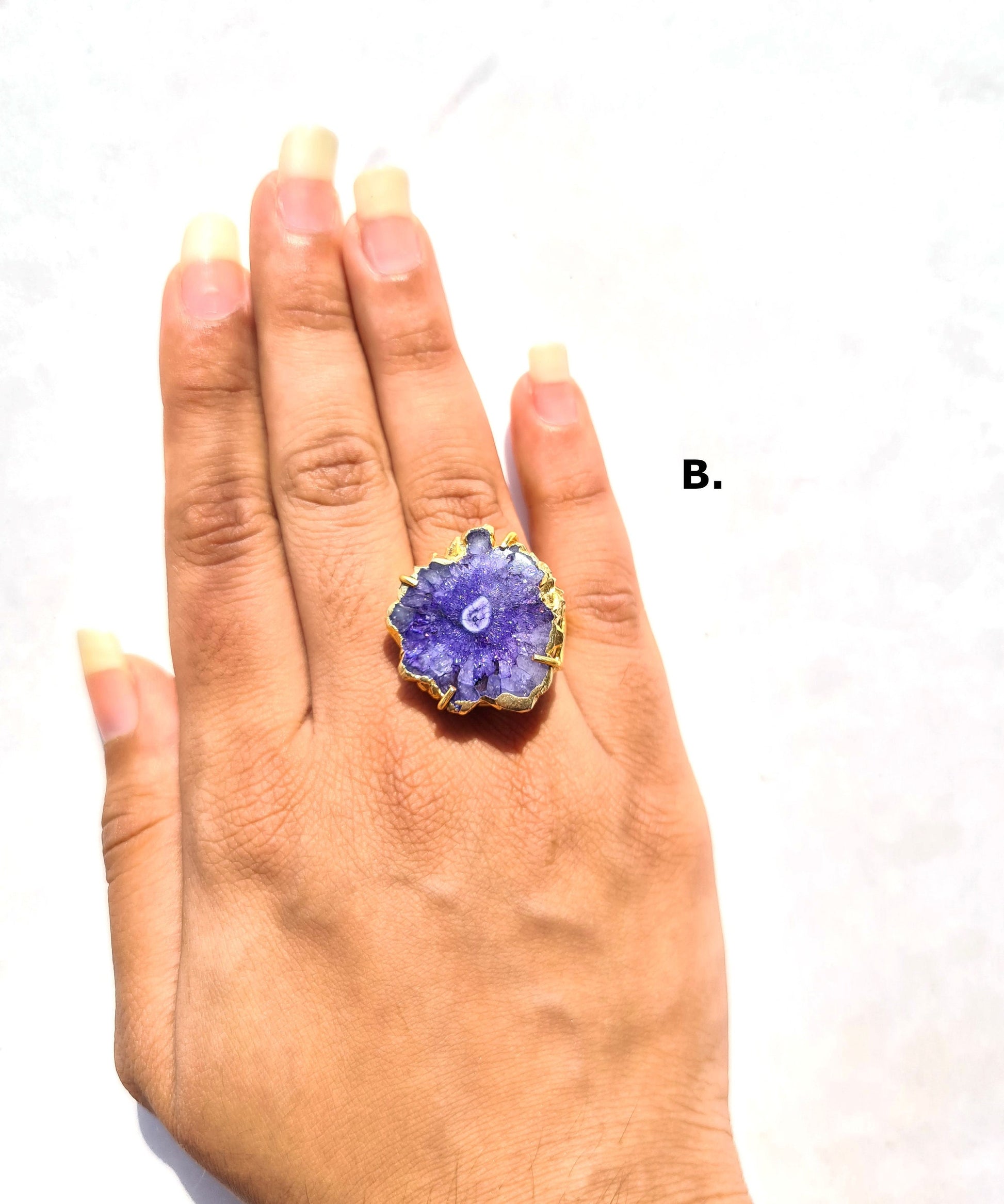 Royal Amethyst Agate Druzy Cocktail Ring - Atyahara Rocks and Minerals