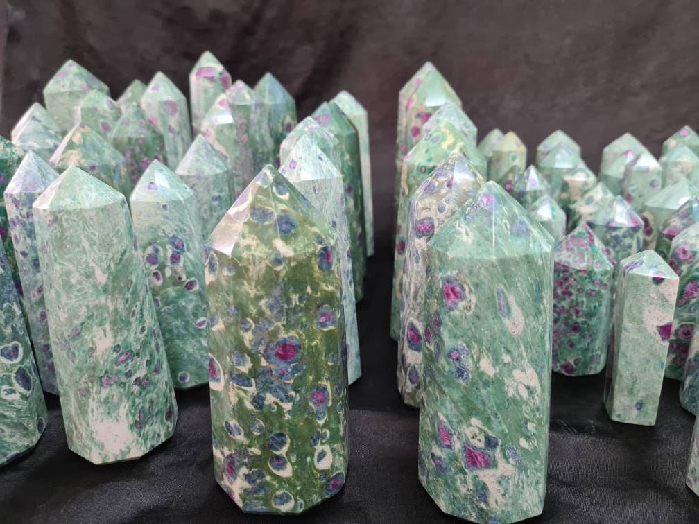 Ruby Fuchsite Towers - Atyahara Rocks and Minerals