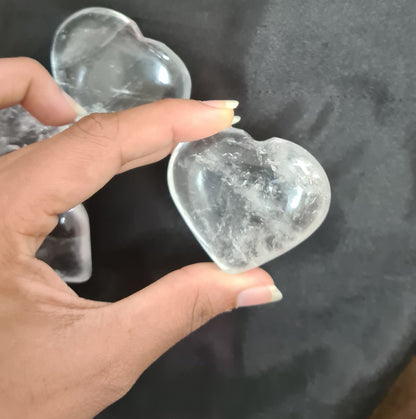 Brazilian Crystal Quartz Hearts