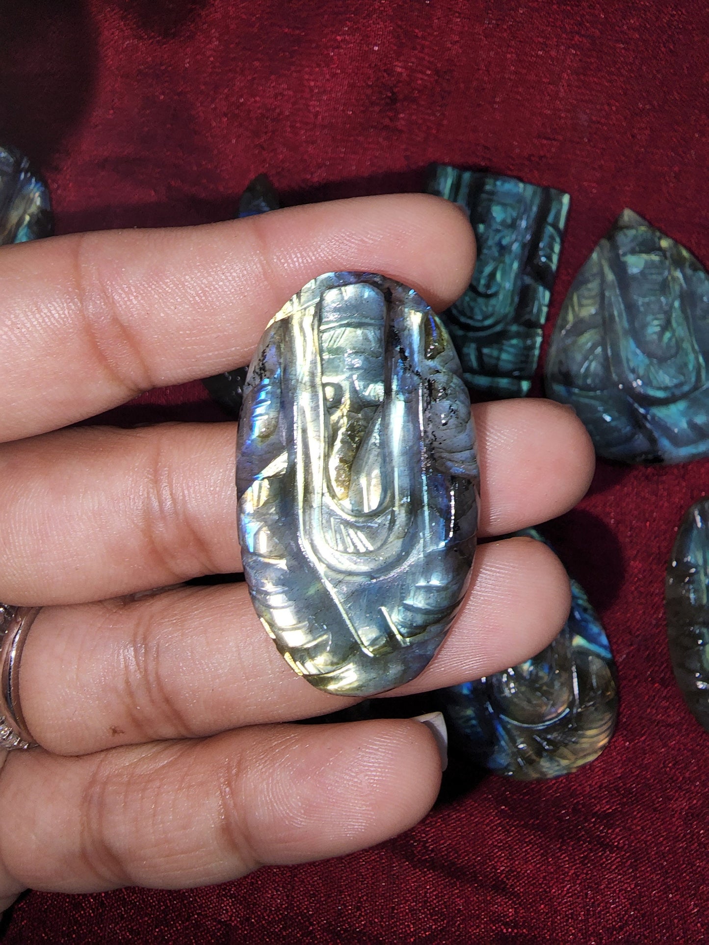 Miniature Ganesha Statues in Labradorite