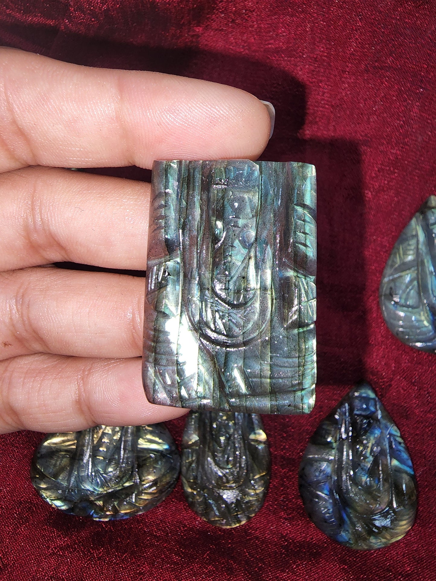 Miniature Ganesha Statues in Labradorite