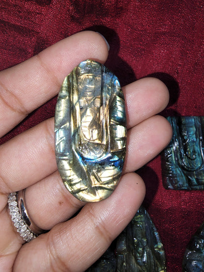 Miniature Ganesha Statues in Labradorite