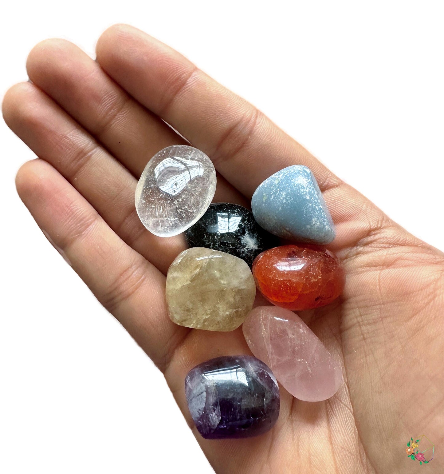 7 Chakra Tumble Crystal Set in Wooden Box