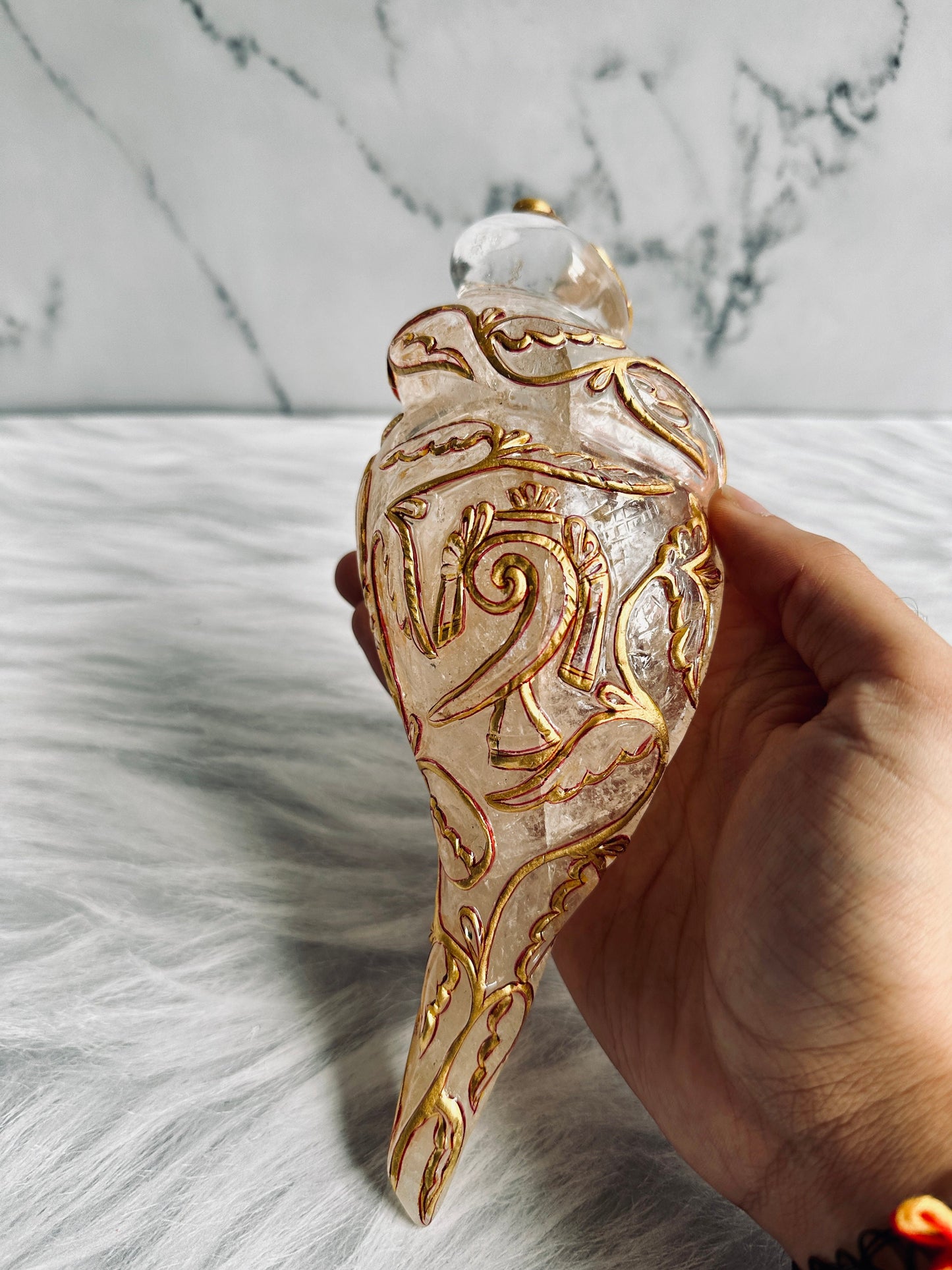 Clear Quartz Carved Shankh Shell