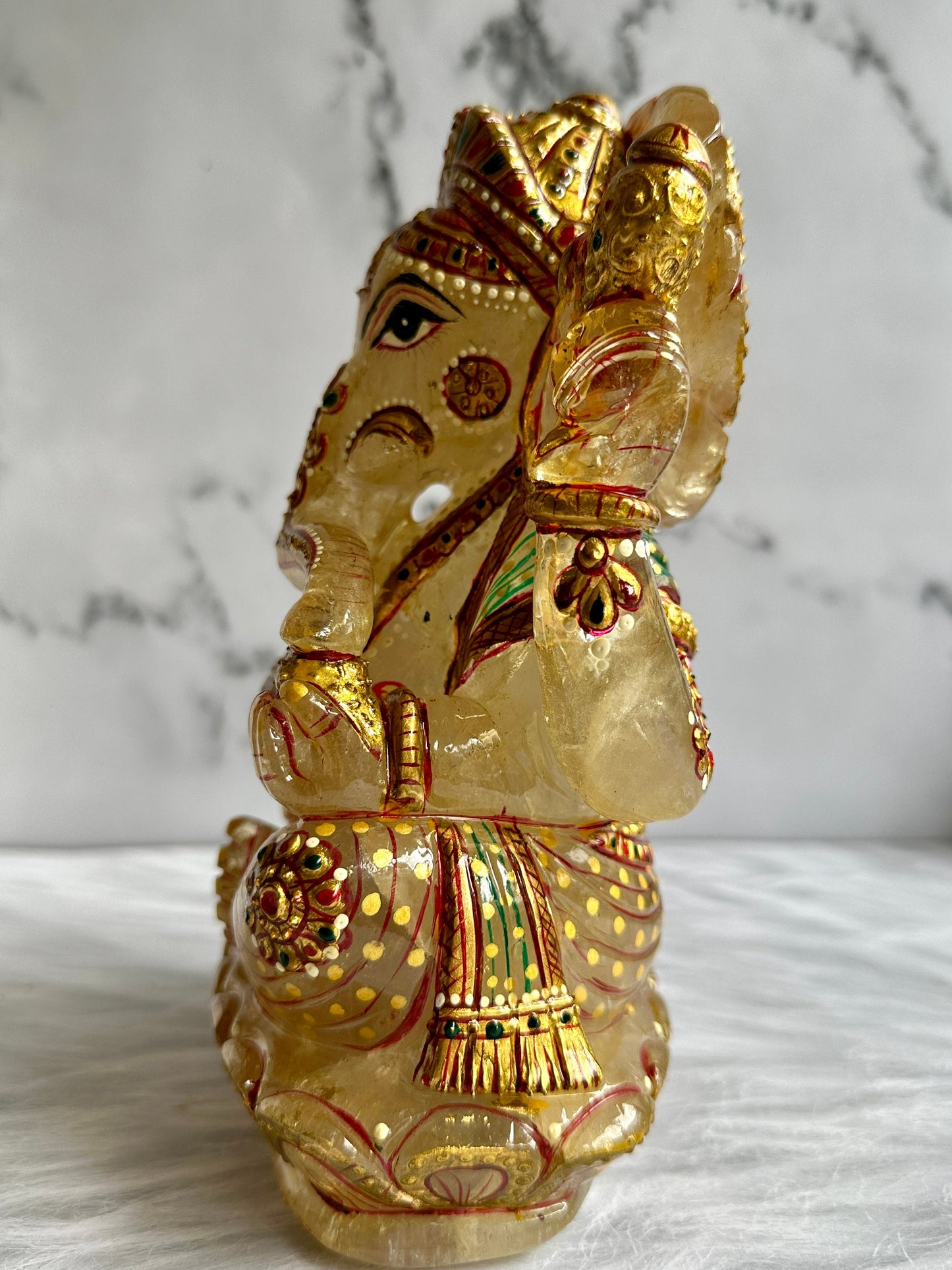 Lemon Quartz Ganesha Carving