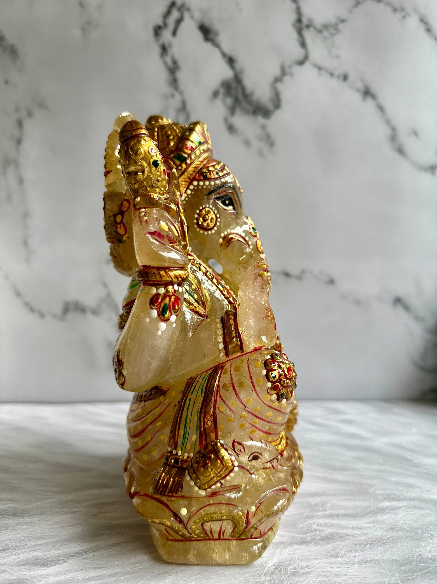 Lemon Quartz Ganesha Carving