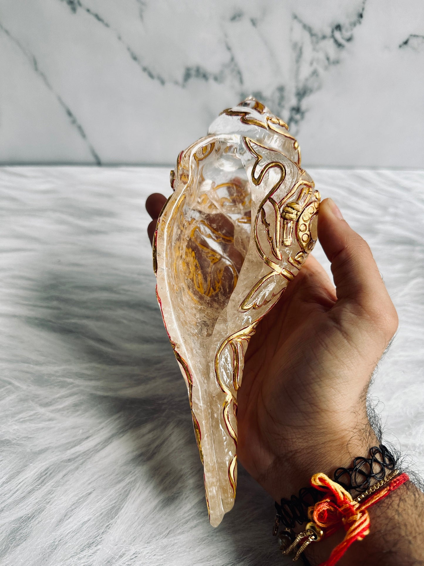 Clear Quartz Carved Shankh Shell