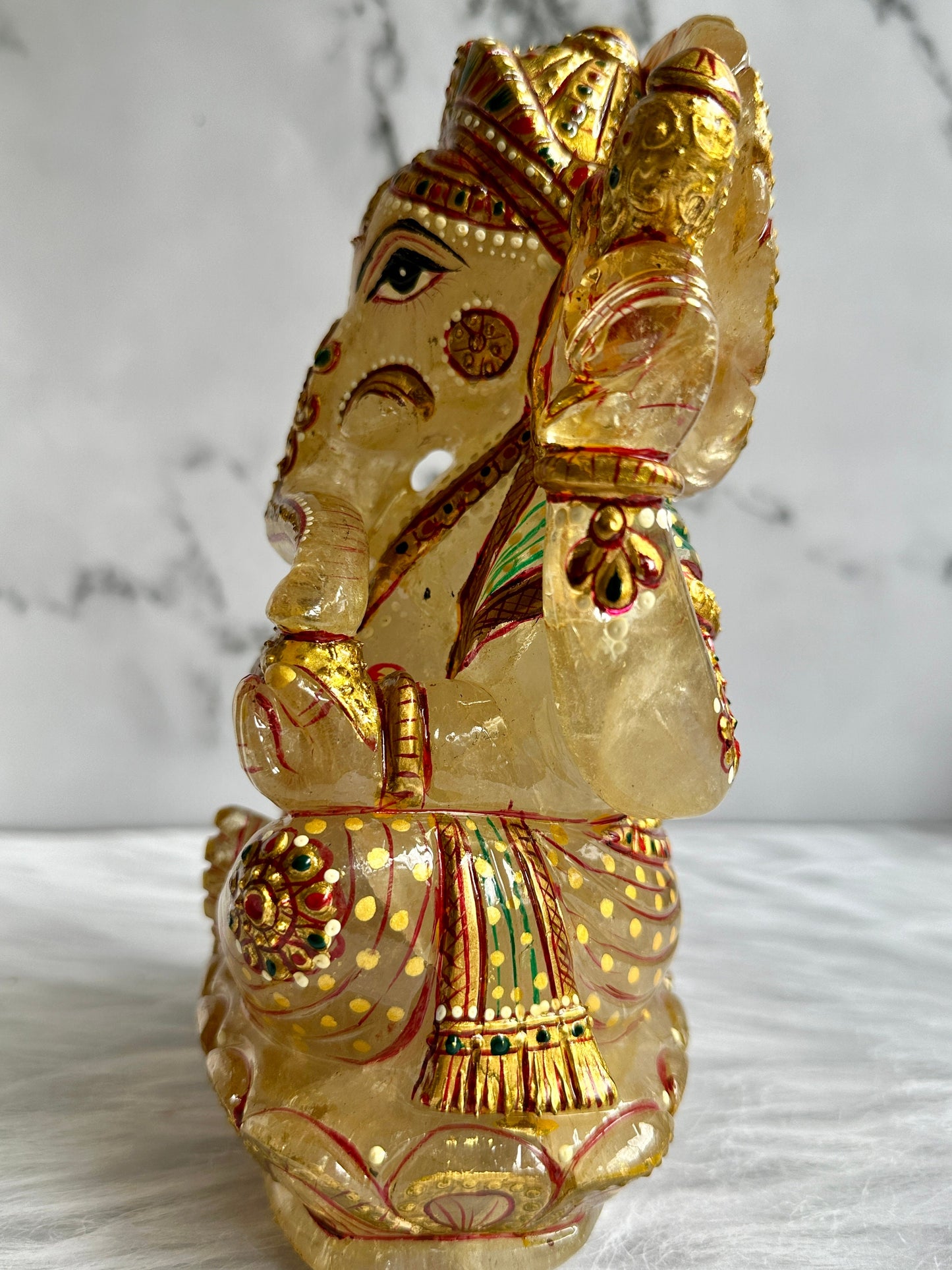 Lemon Quartz Ganesha Carving