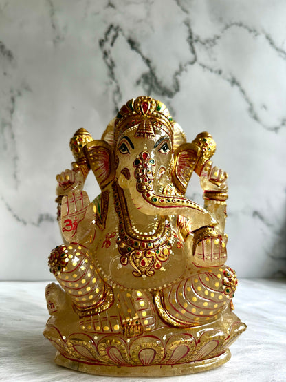 Lemon Quartz Ganesha Carving