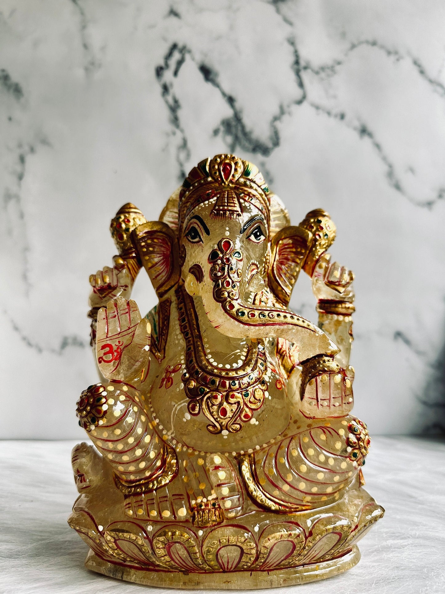 Lemon Quartz Ganesha Carving