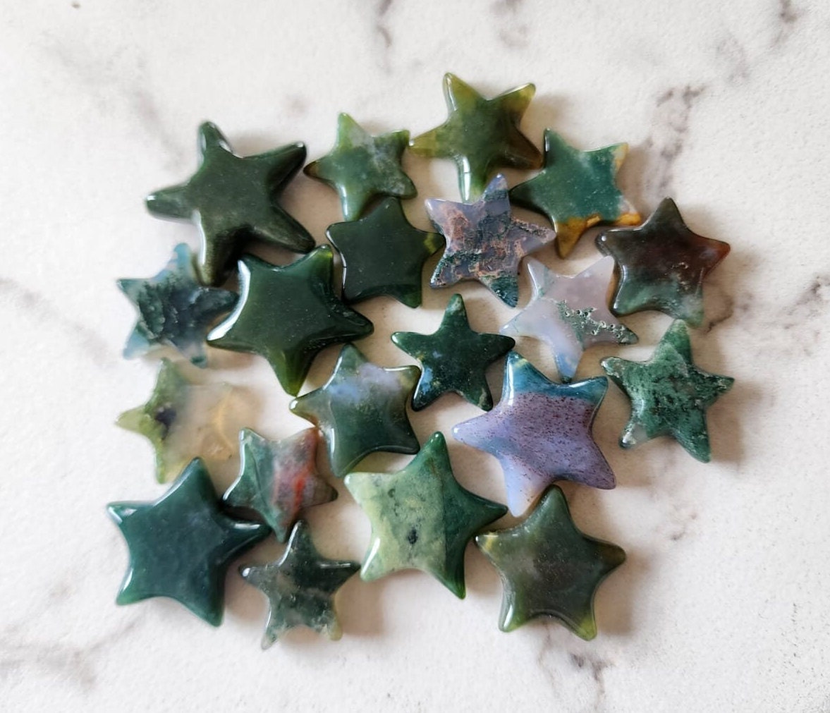 Moss Agate Stars - Atyahara Rocks and Minerals