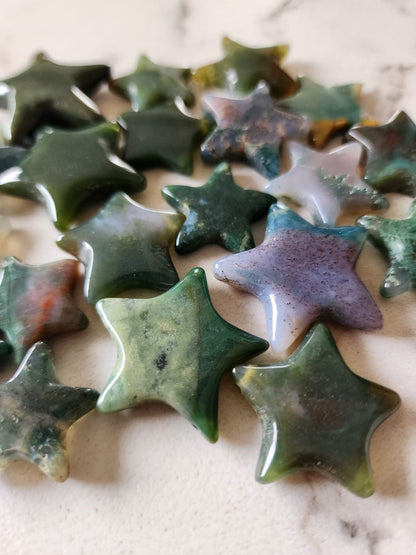 Moss Agate Stars - Atyahara Rocks and Minerals