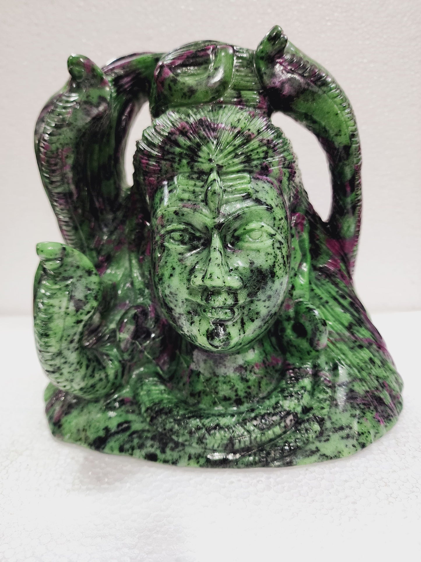 Ruby in Zoisite Shiva Head Carving - Atyahara Rocks and Minerals