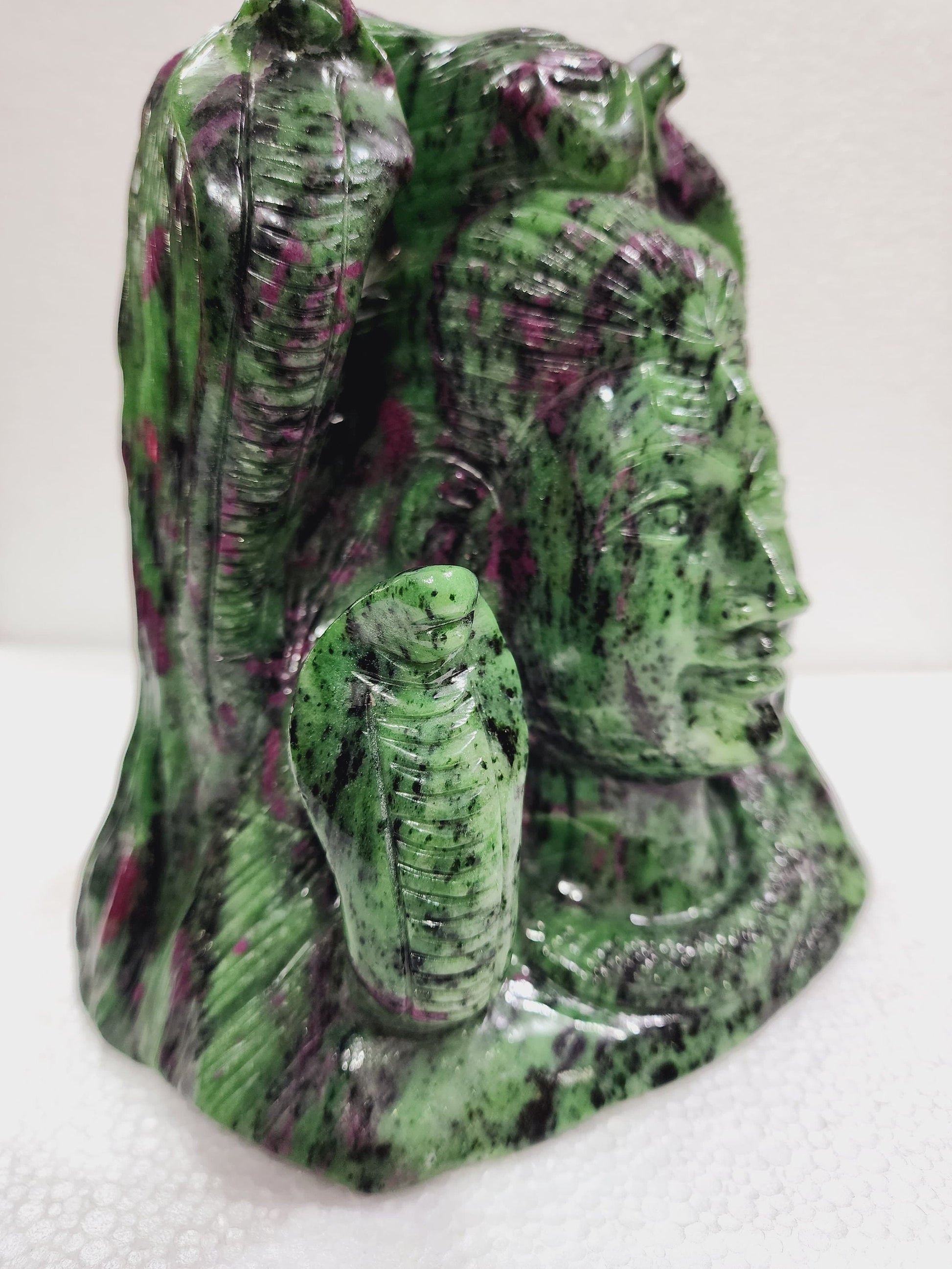 Ruby in Zoisite Shiva Head Carving - Atyahara Rocks and Minerals