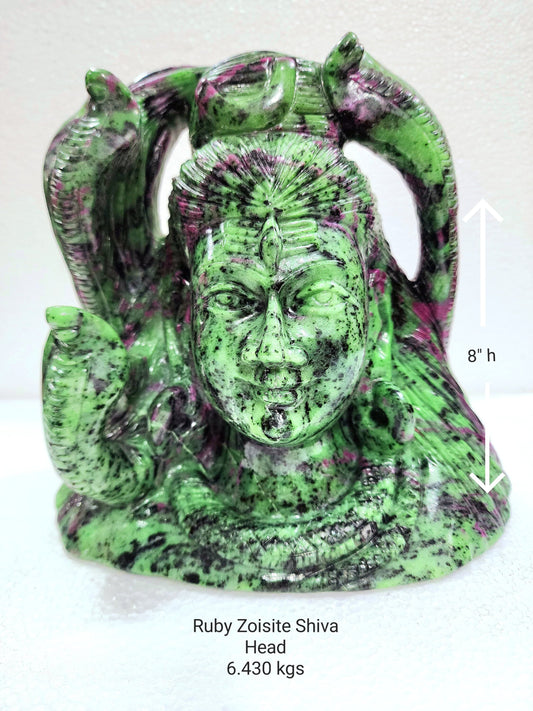 Ruby in Zoisite Shiva Head Carving - Atyahara Rocks and Minerals