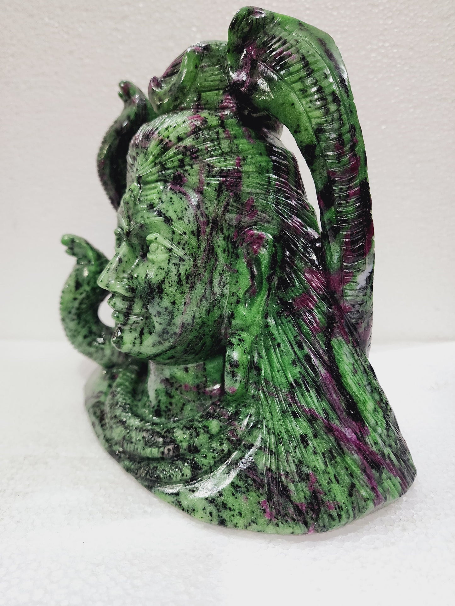 Ruby in Zoisite Shiva Head Carving - Atyahara Rocks and Minerals