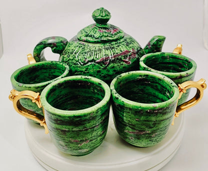 Ruby Zoisite Cup and Saucer Set - Atyahara Rocks and Minerals