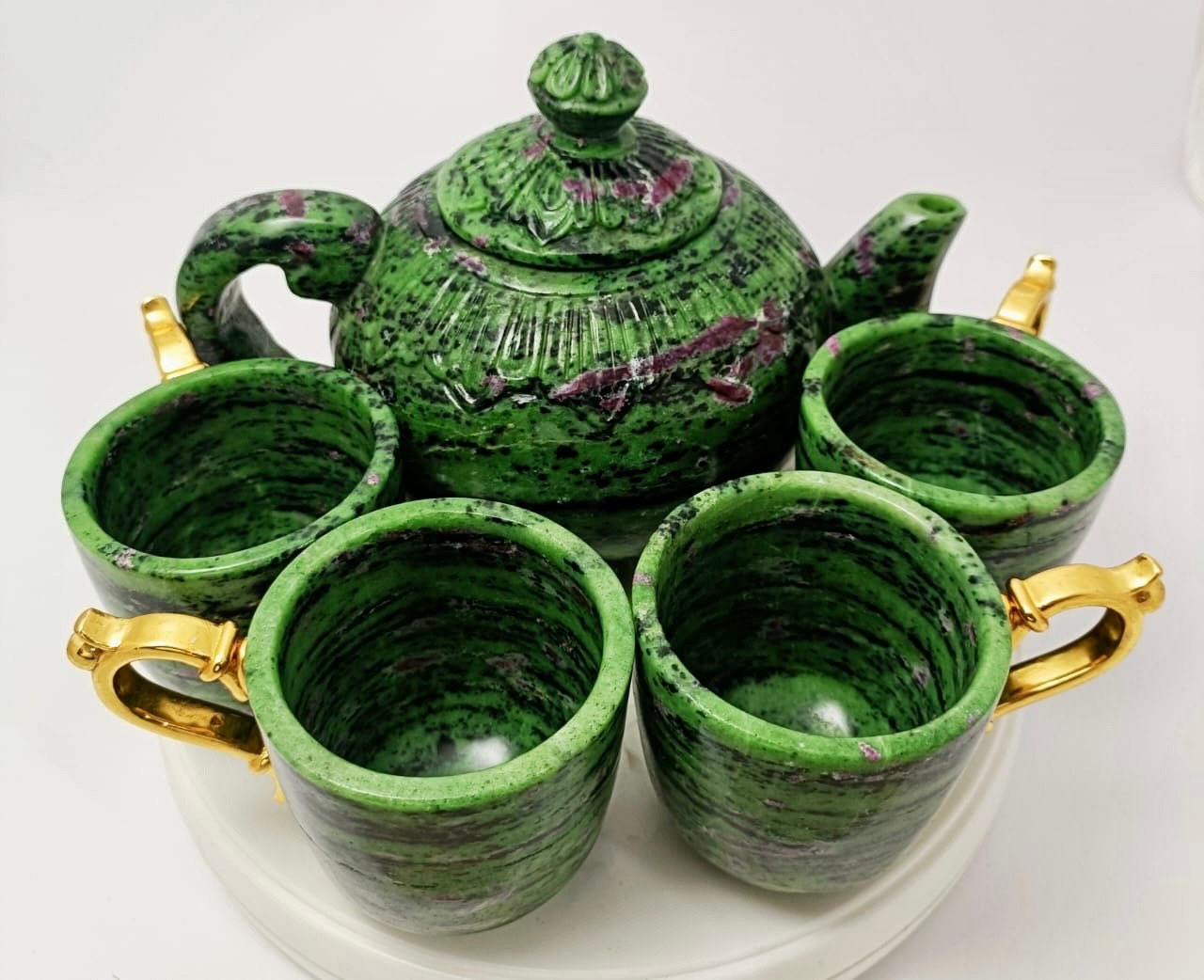 Ruby Zoisite Cup and Saucer Set - Atyahara Rocks and Minerals