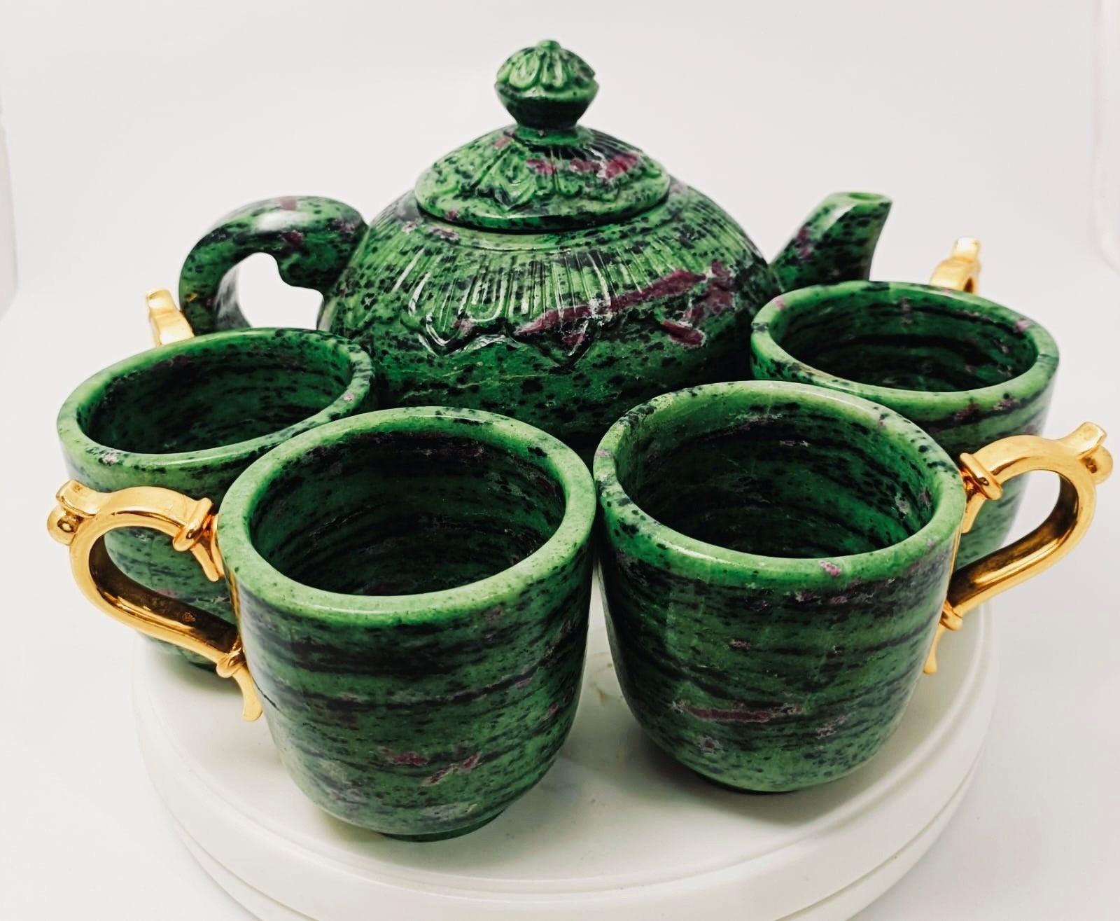 Ruby Zoisite Cup and Saucer Set - Atyahara Rocks and Minerals