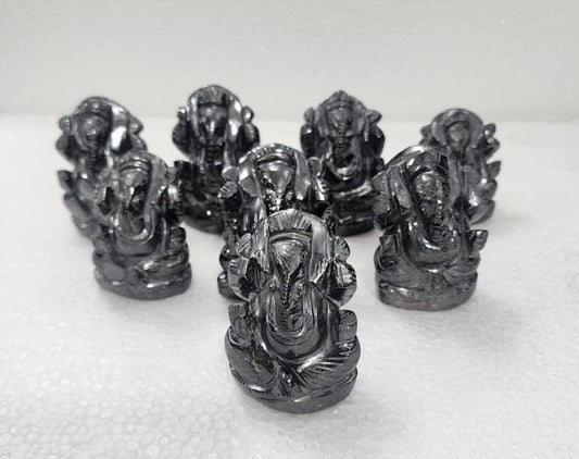 Metallic Hematite Ganesha Carving - Atyahara Rocks and Minerals