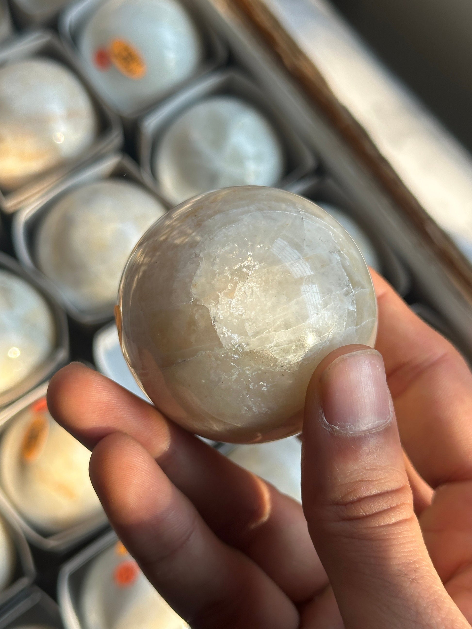 White Moonstone Spheres - Atyahara Rocks and Minerals