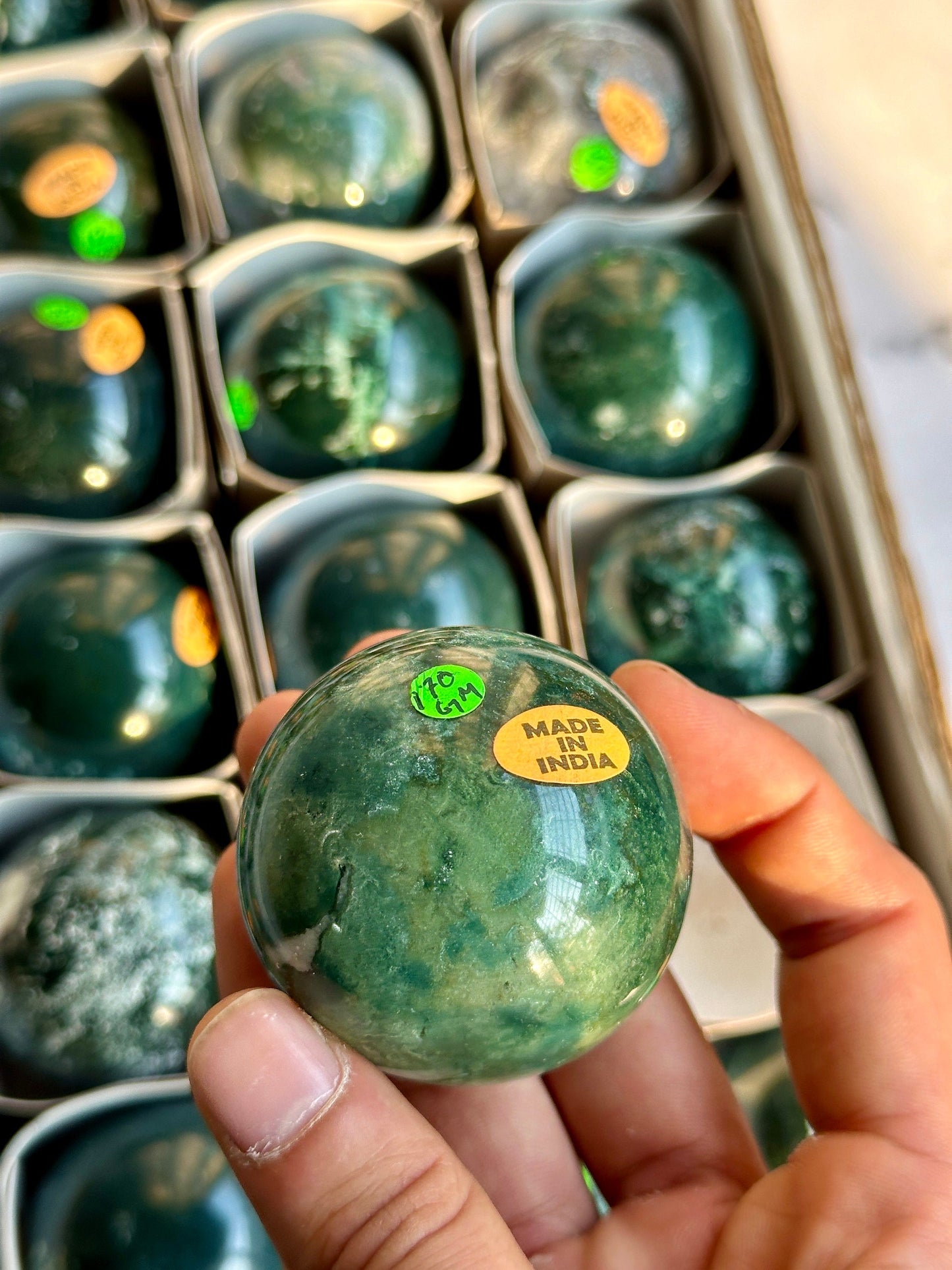 Moss Agate Spheres - Atyahara Rocks and Minerals