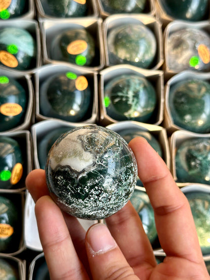 Moss Agate Spheres - Atyahara Rocks and Minerals