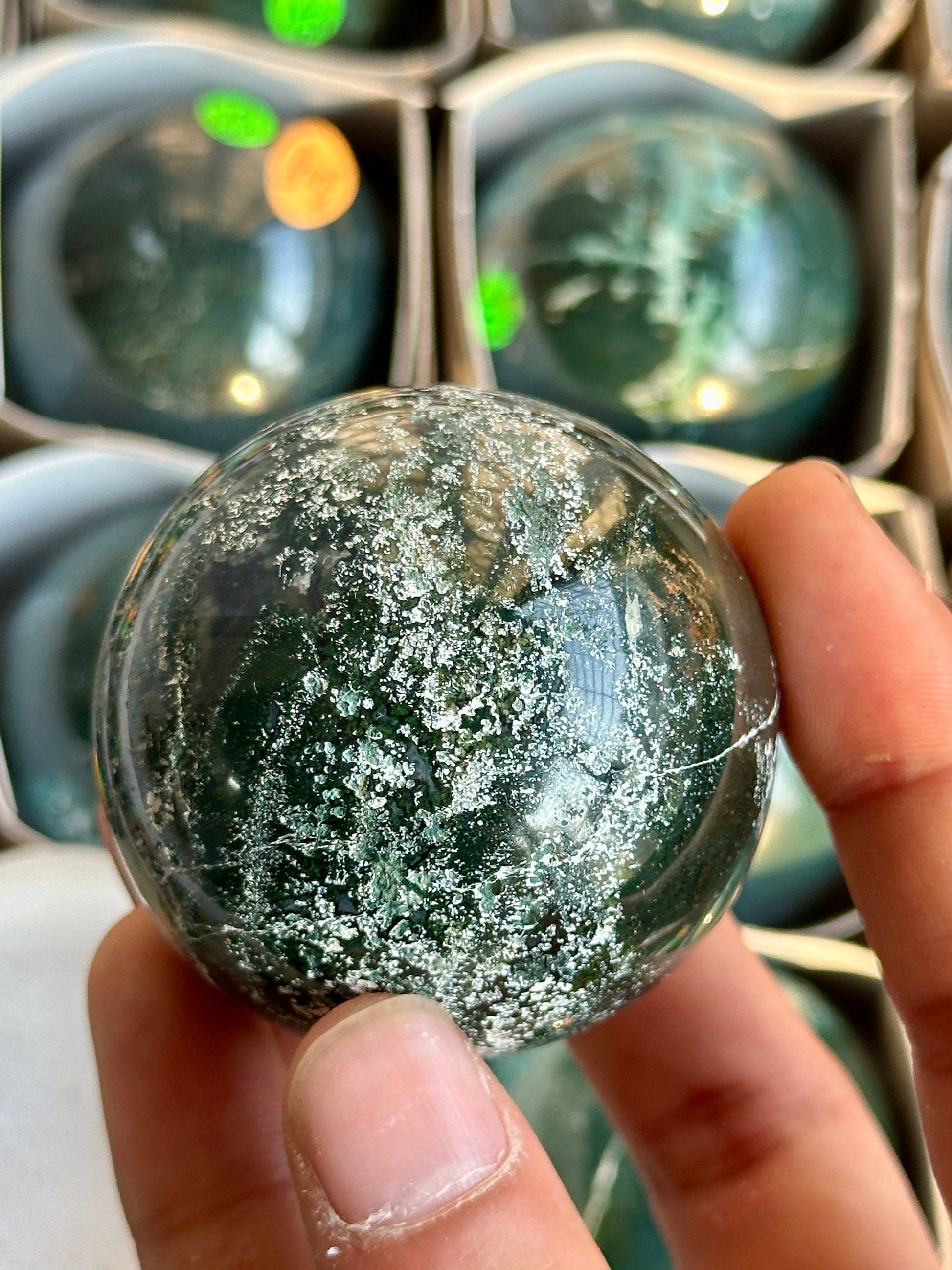 Moss Agate Spheres - Atyahara Rocks and Minerals