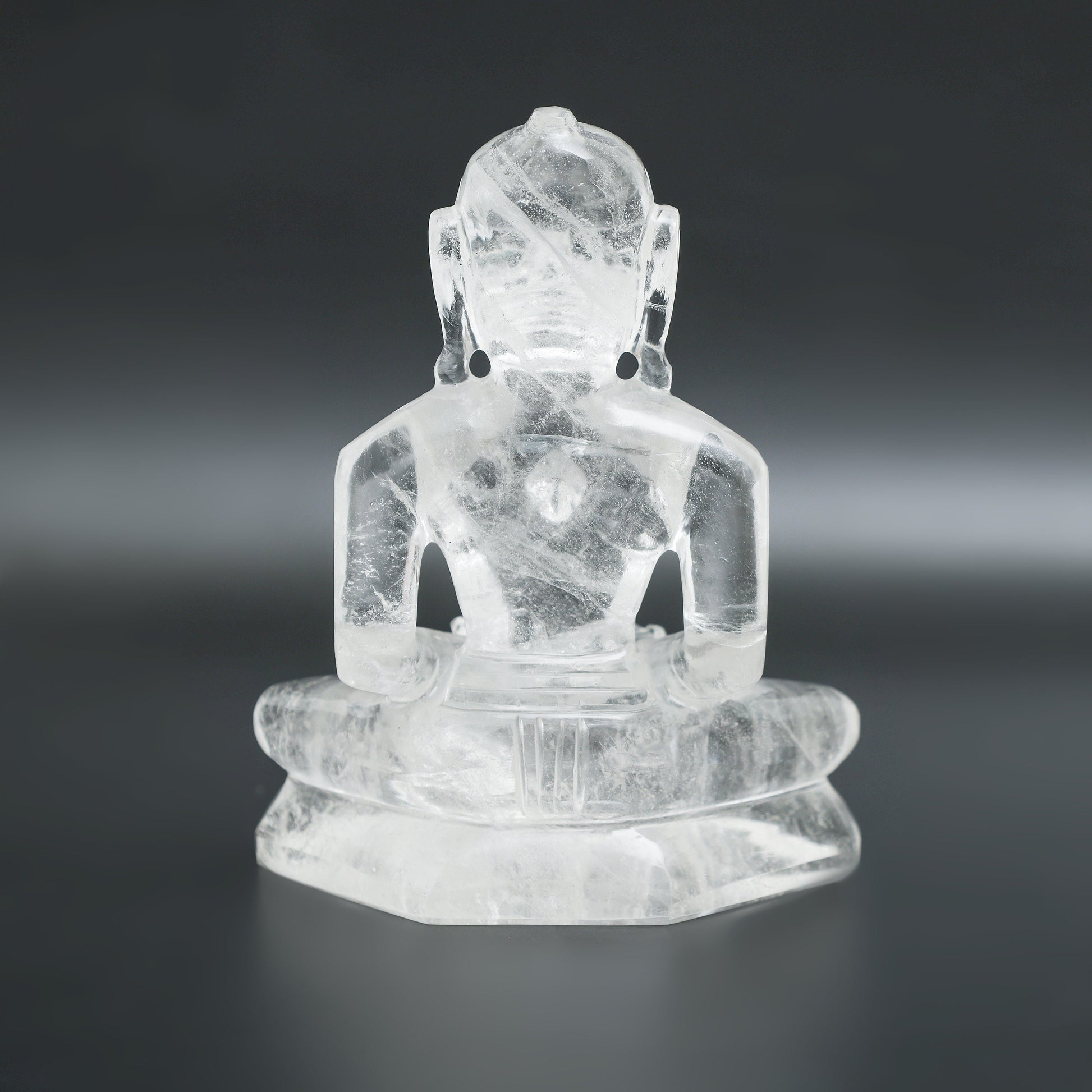 Mahavir Swamy Statue in Clear Quartz - Atyahara Rocks and Minerals