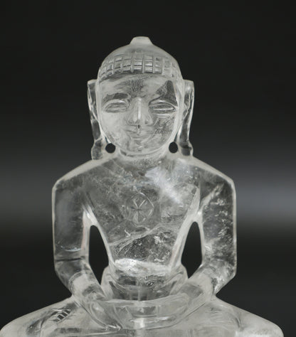 Mahavir Swamy Statue in Clear Quartz - Atyahara Rocks and Minerals