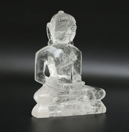 Mahavir Swamy Statue in Clear Quartz - Atyahara Rocks and Minerals