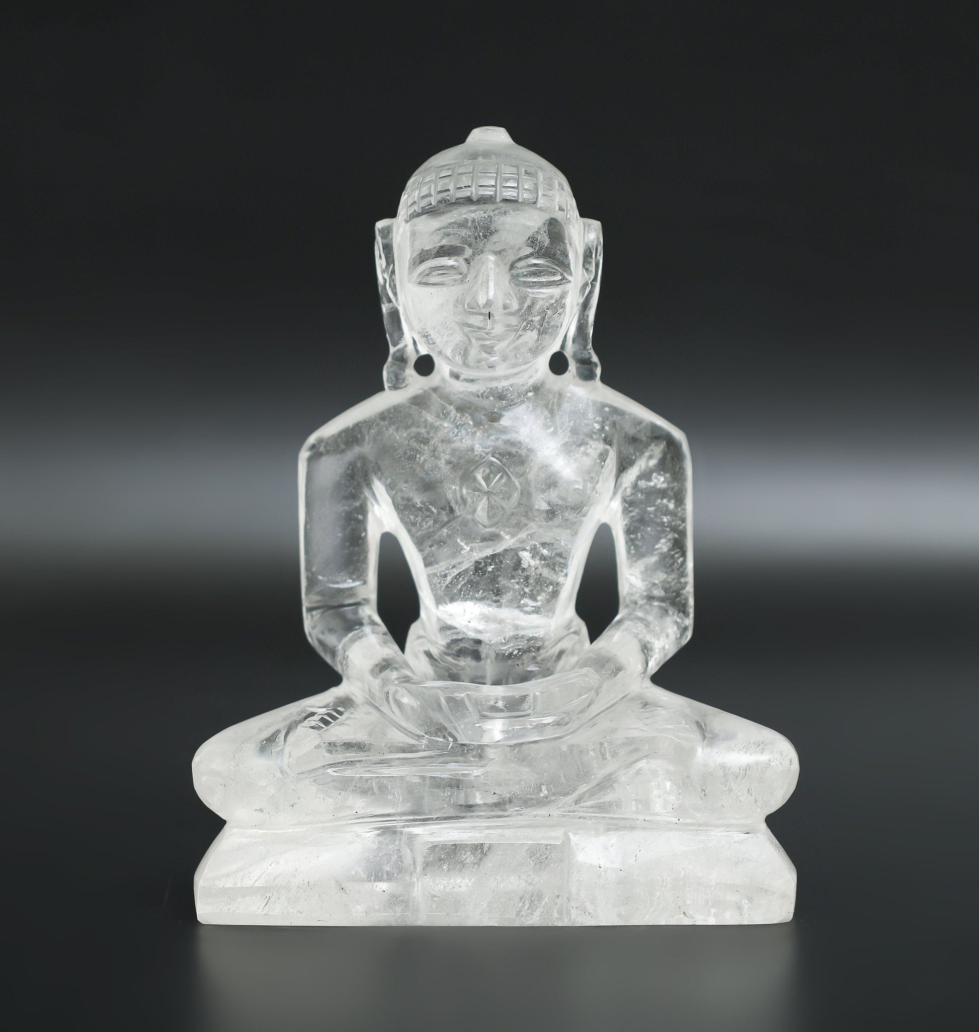 Mahavir Swamy Statue in Clear Quartz - Atyahara Rocks and Minerals