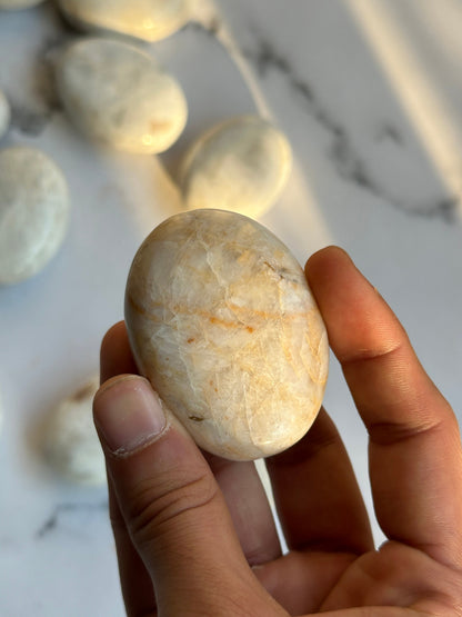 White Rainbow Moonstone Palmstone - Atyahara Rocks and Minerals