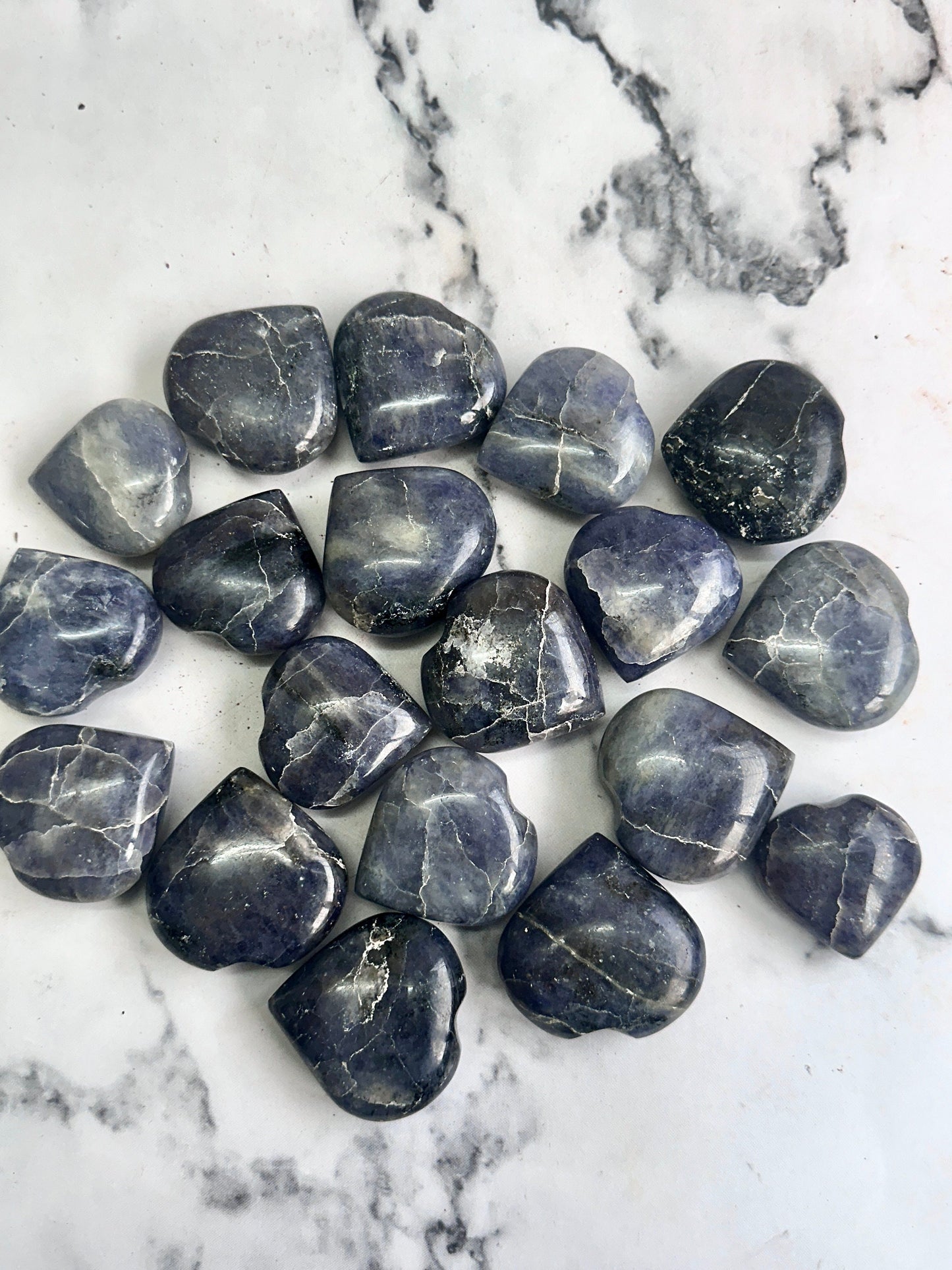 Iolite Hearts - Atyahara Rocks and Minerals