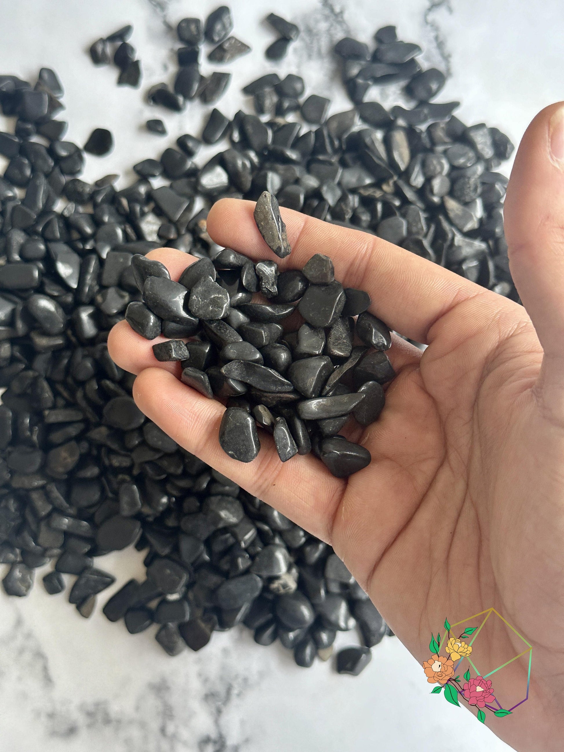 Natural Black Agate Chips - Atyahara Rocks and Minerals