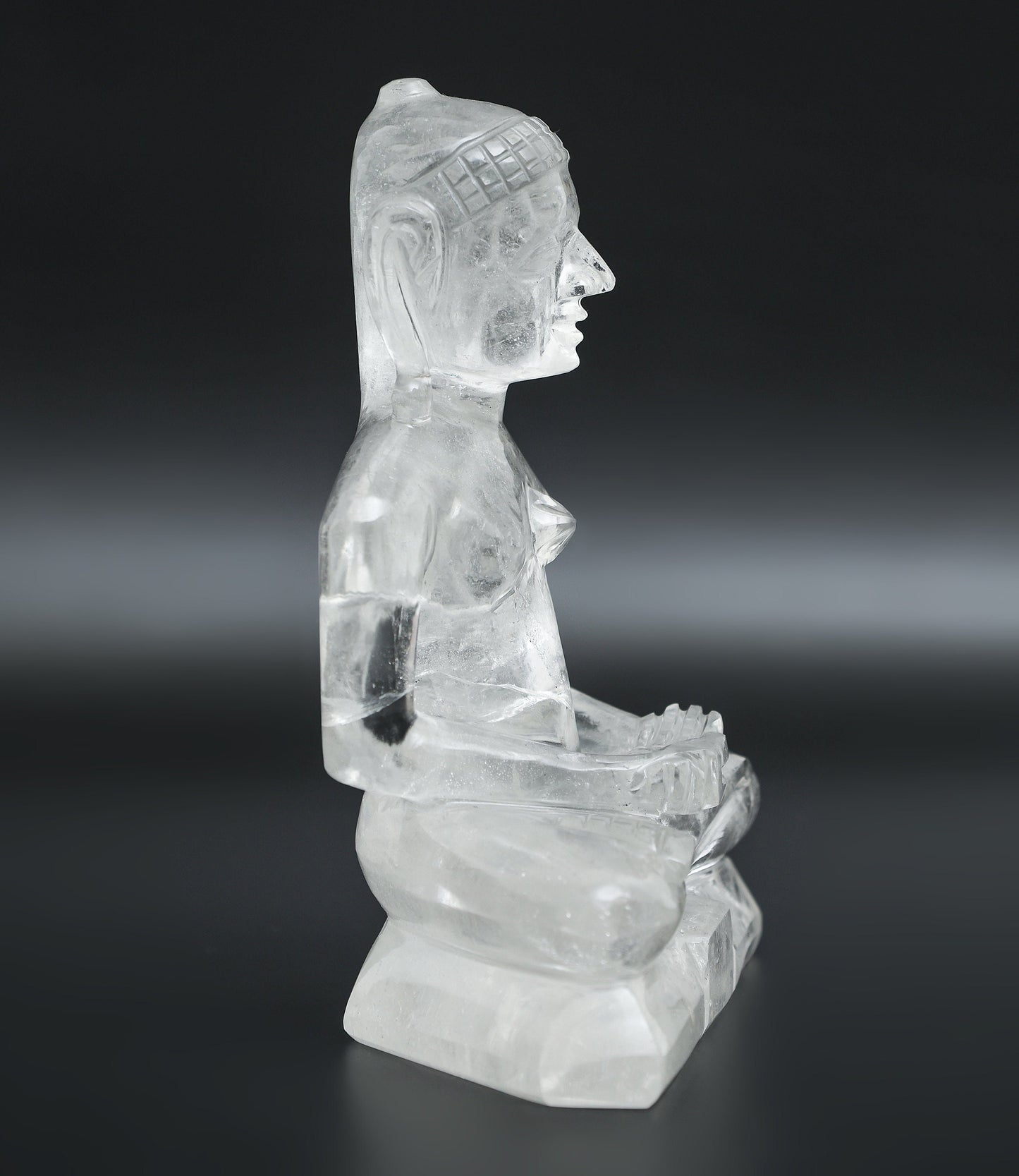 Mahavir Swamy Statue in Clear Quartz - Atyahara Rocks and Minerals