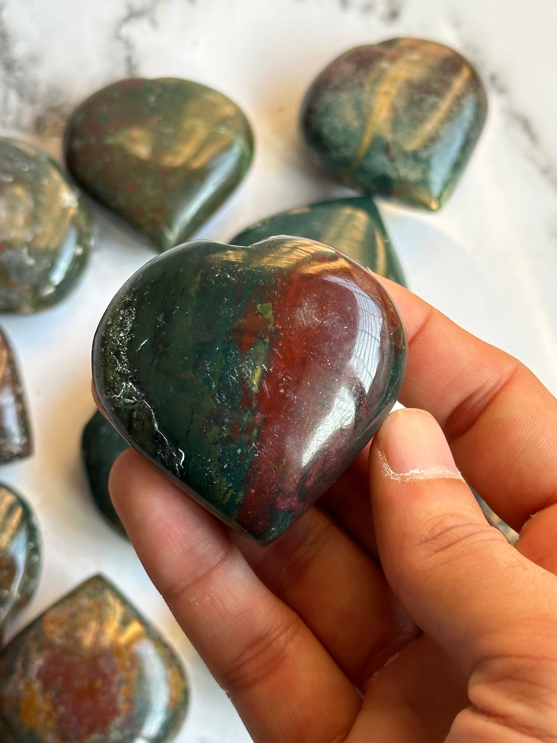 Natural Bloodstone Hearts - Atyahara Rocks and Minerals